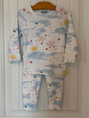 Hill House Home Tiny Pajama Set Size 3-4Y Cloud Print Organic Cotton Girls PJs